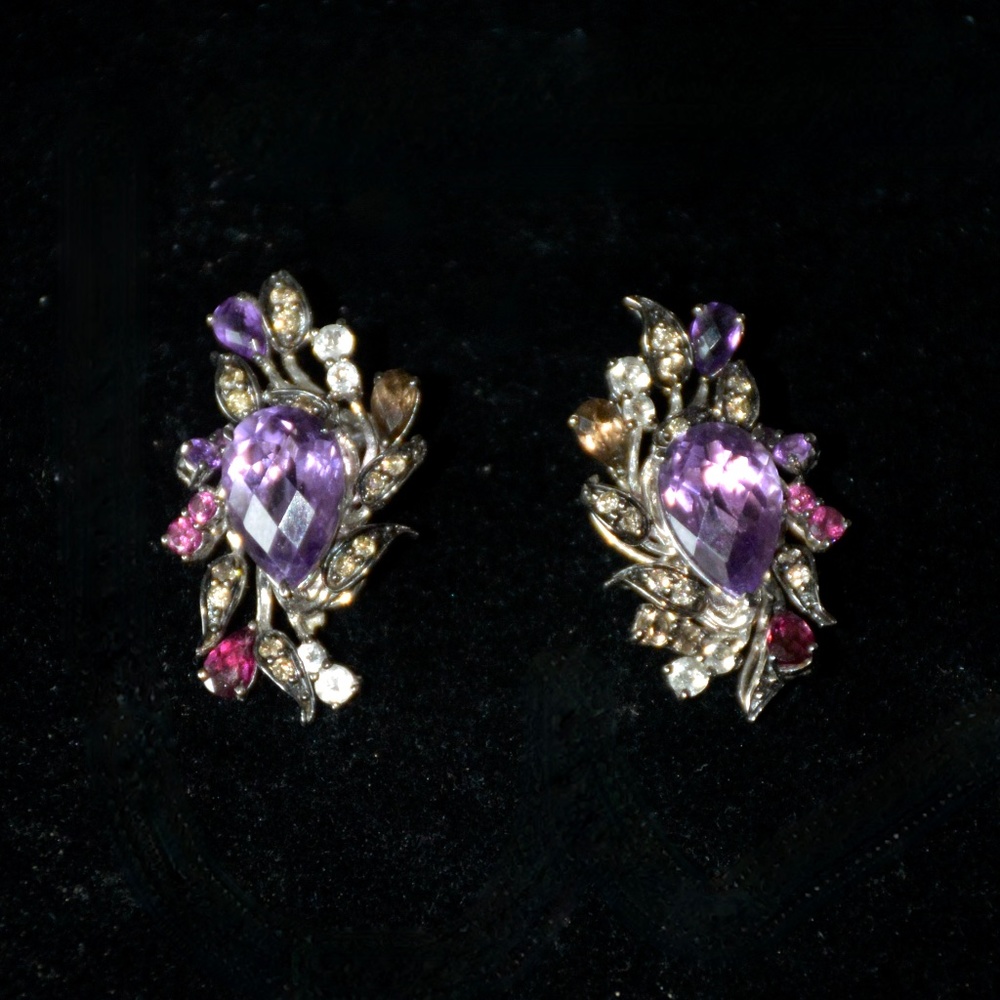 Le Vian Diamond and Amethyst Earrings